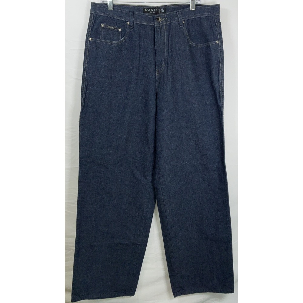 NWT Men's Danesi Blue Denim Carpenter Baggy Loose Fit Jeans‎ - 36" X 32"